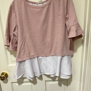 Jane and Delancey Pink and White Layered Top